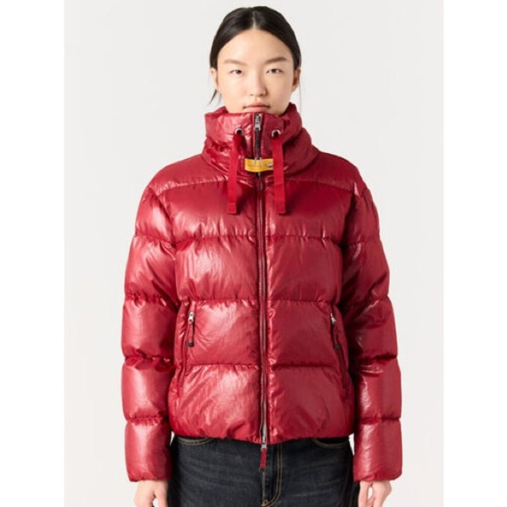 Parajumpers Siberia Down Jacket Rio Red Hip Length Hooded Puffer Coat Size XS